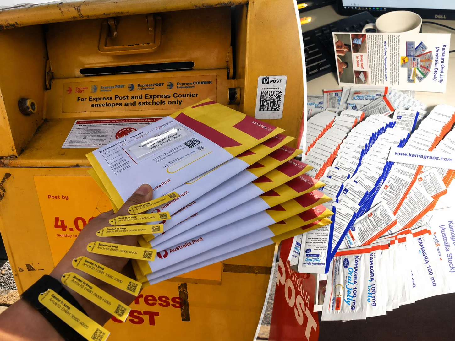 Kamagra Oral Jelly sachets ready for Australian Express Post dispatch